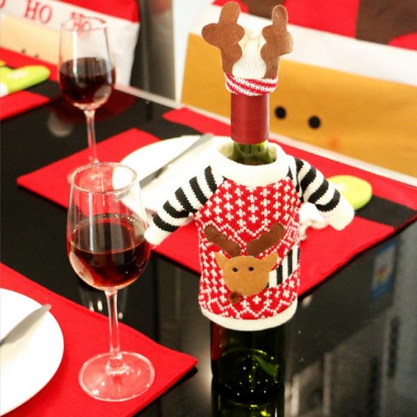 Reindeer Pattern Kniited Sweater Wine Bottle Cover Home Party Dinner Decoration Christmas Ornament