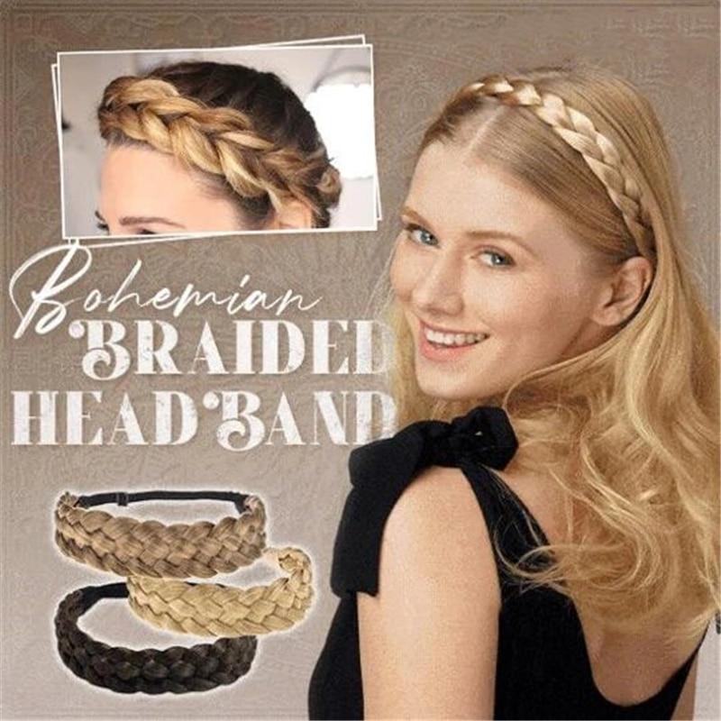 Classy Boho Braided Headband for Women Elastic Chunky Hair Braid Elastic Stretch Hairpiece Plaited Headbands Charm Gift