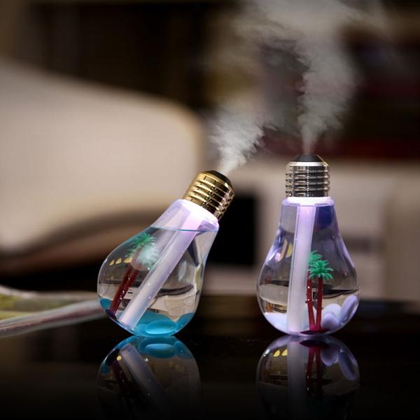 USB Mini Bulb Humidifier Colorful Night Light Home Air Diffuser Silver