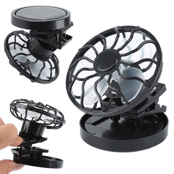Clip-On Solar Cell Fan Sun Power Energy Panel Cooling Camping Blower summer Outdoor solar fan round bottom clip type Tools