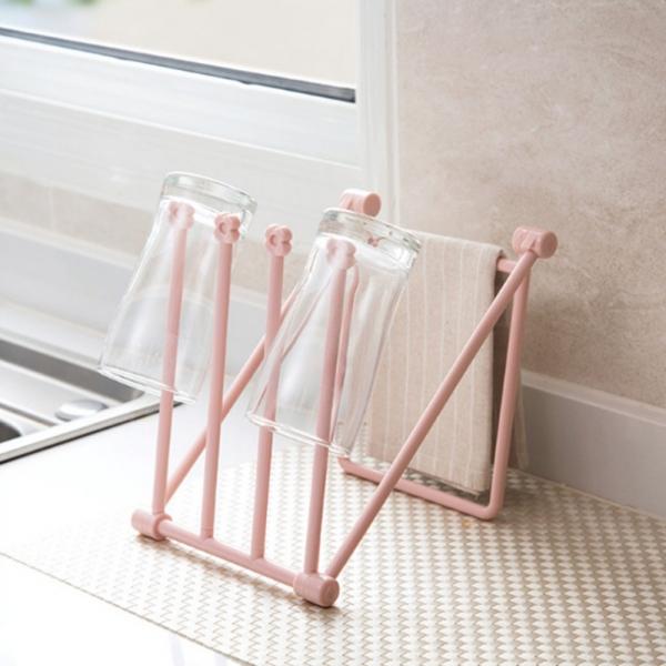 Foldable Kitchen Storage Rack/Towel Rag Drain Rack/Desktop Hanging Rack Pink