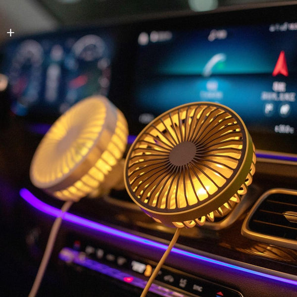 Colorful Car usb Fan 360 Degree Rotatable LED Lights USB Power Car Auto Powerful Cooling Air Fan For Car Air Vent Mounted