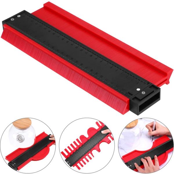 15 inch Contour Profile Gauge Multi-functional Contour Gauge Duplicator Edge Shaping Measure Ruler Contour Measuring Tools - Red