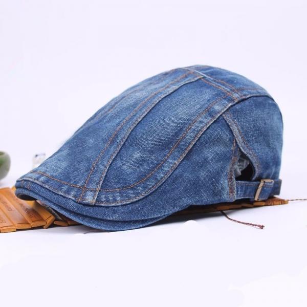 Cool Oblique Stripes Unisex Outdoor Sunshade Hat Denim Beret Hat Light Blue
