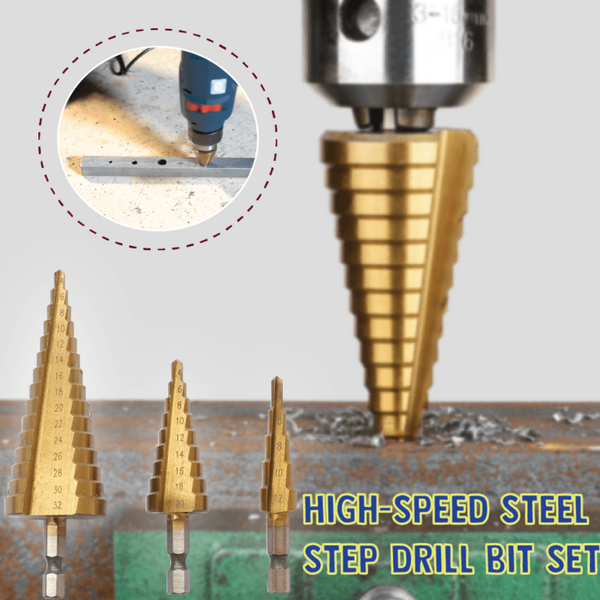 3PCS High-Speed Steel Step Drill Bit Set 4-12 /4-20/4-32