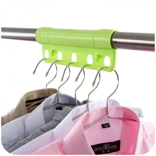 Creative 5 Holes Plastic Foldable Fixed Clothes Hanger Lock Windproof Clothing Rack Lock Green