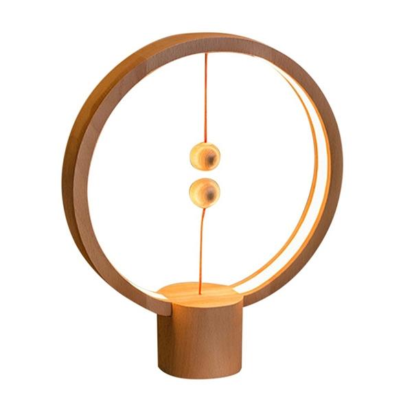 Creative Magnetic Switch Balance Light USB Charging Desk Lamp Light Home Decoration LED Lamp Bedroom Bookcase Wood Night Light - Black Walnut Circle