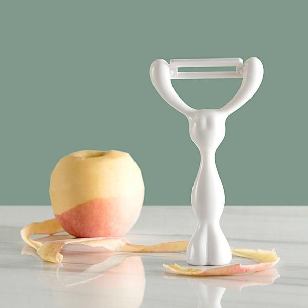 Kitchen Rabbit Shape Ceramic Vegetable Fruit Potato Peeler - White