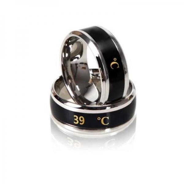 Creative Temperature Display Stainless Steel Couple Ring for Men Size 18