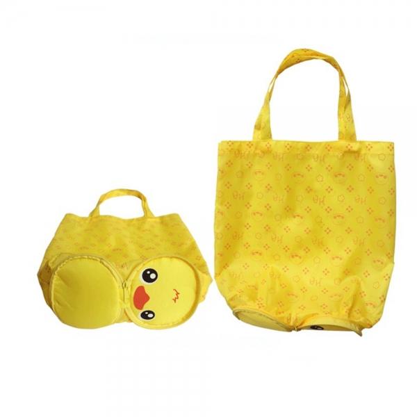 Cute Cartoon Duck Pattern Foldable Reusable Shopping Travel Bag Pouch Tote Handbag Yellow