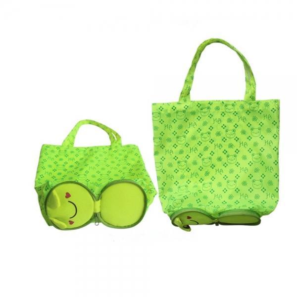 Cute Cartoon Frog Pattern Foldable Reusable Shopping Travel Bag Pouch Tote Handbag Green - stringsmall