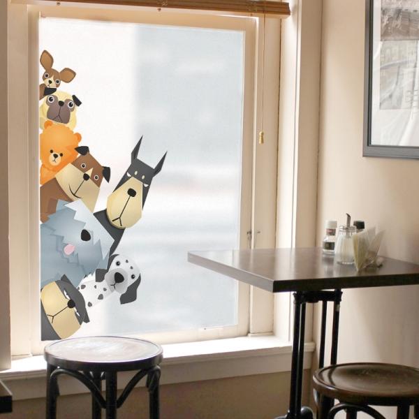 Cute Dog Pattern Window Privacy Films Frosted Static Glass Bathroom Door Stickers Cling Home Decor 40*60cm