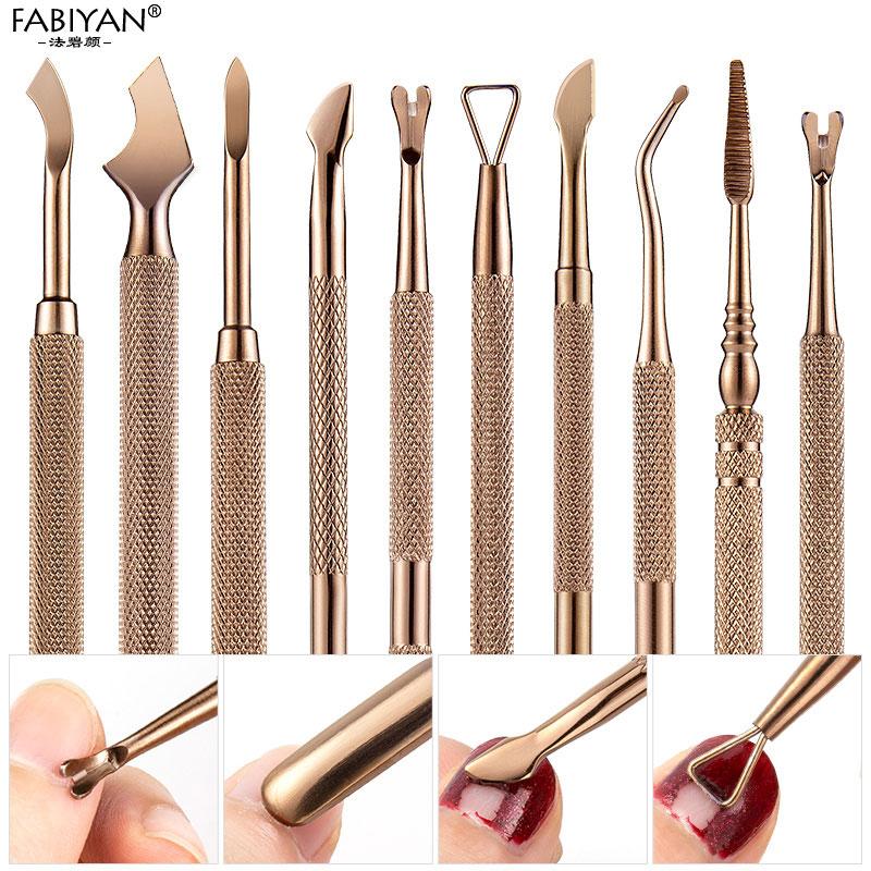 Cuticle Pusher Nail Art Dead Skin Remover Stainless Steel Manicure Tool Cleaning Dirt Dust Care UV Gel Remove Stick 13 Styles