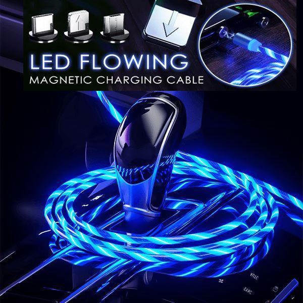 Magnetic LED Flowing Charging Cable Luminous magnetic data cable 3 in 1 Android Apple Type-c mobile phone charging head charging cable