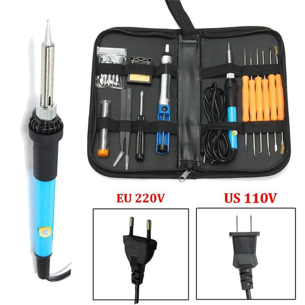 Professional 110V/220V 60W Adjustable Temperature Welding Solder Soldering Iron Tool Kit Set 200-450 Celsius EU/US Plug