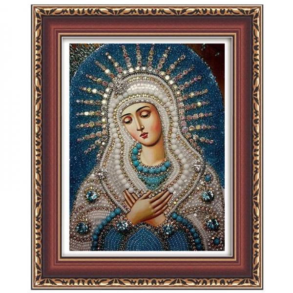 DIY 5D Round Wall Decor Diamond Painting Cross Stitch Embroidery The Virgin Mary