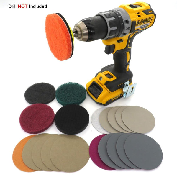 DIY Car Lights Kit Polishing Restoration Car Headlights Repair Set Car Care Sanding Discs Pad M16 Drill Adapter No Drill(21Pcs)