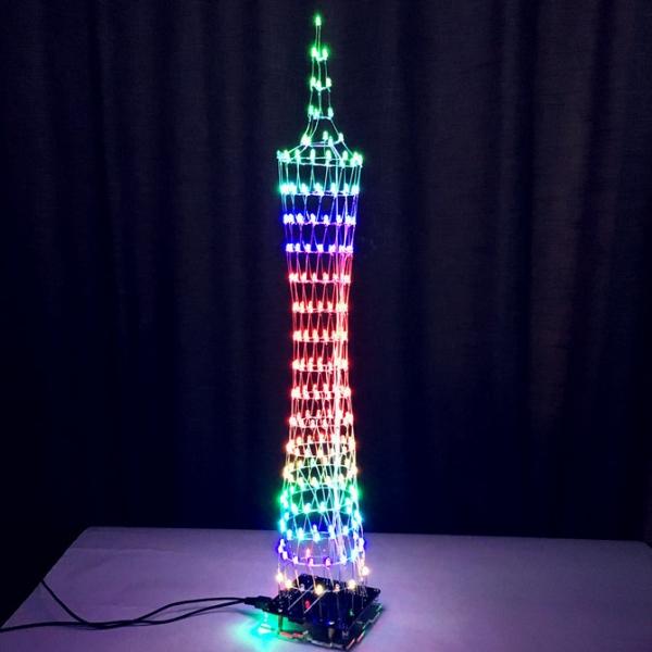 DIY LED Light Cube Canton Tower Suite Wireless Remote Control Electronic Kit Colorful
