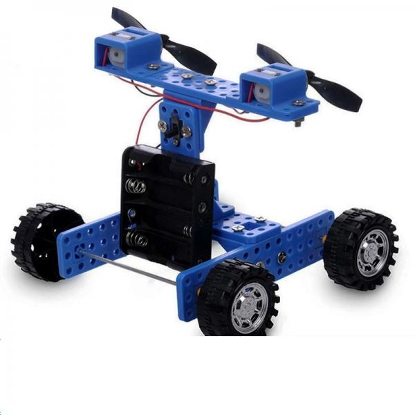DIY Rubber Wheel Trolley Wind NO.35 Model Kit for Arduino DIY Handmade Assembling Blue & Black