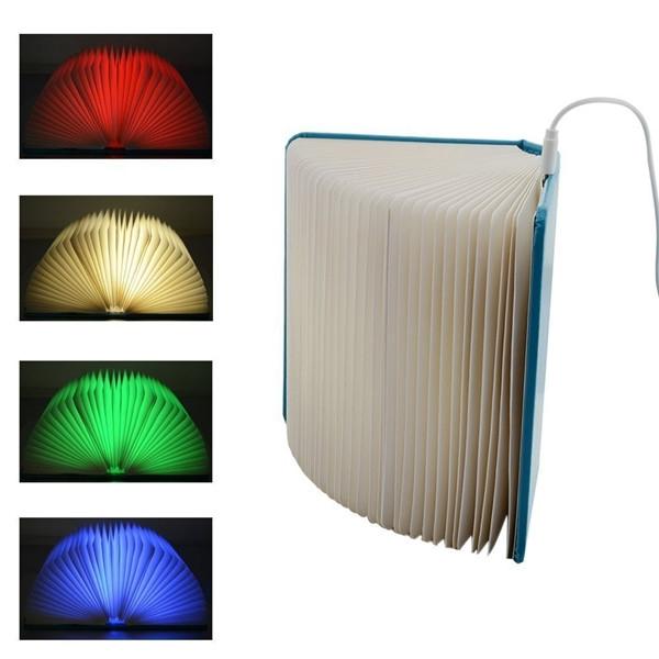Desk Lamp Folding USB Rechargeable Book-shaped Flip Over Color Changing LED USB Portable Table Night Light Blue