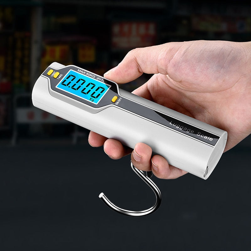 Digital Luggage Scale Portable Electronic Scale with Tape Measure Weight Balance Suitcase Travel Hanging Steelyard Hook Scale