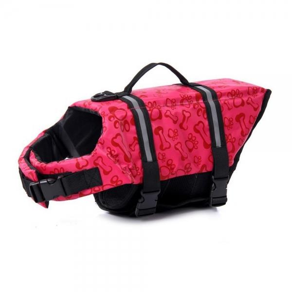 Dog Safety Swimsuit Jacket Vest with Reflective Stripes - Pink & Size XS