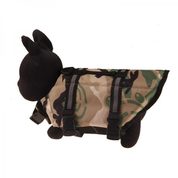 Dog Safety Swimsuit Jacket Vest with Reflective Stripes - Sand Camouflage & Size M