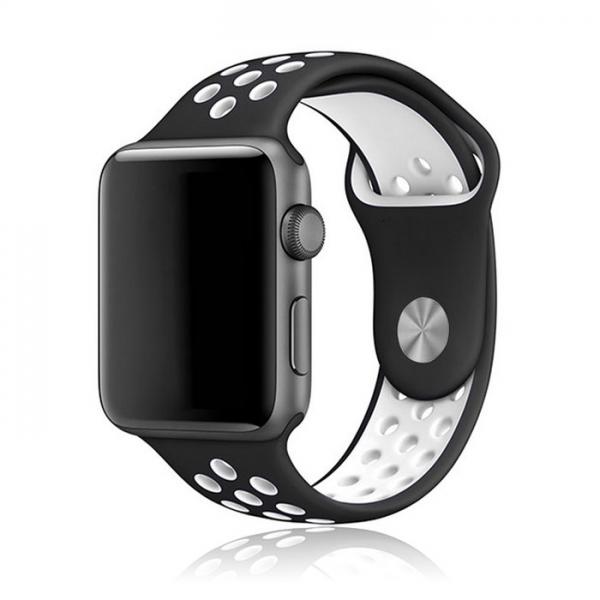 Double Color Silicone Watchband for Apple Watch 42mm Black & White