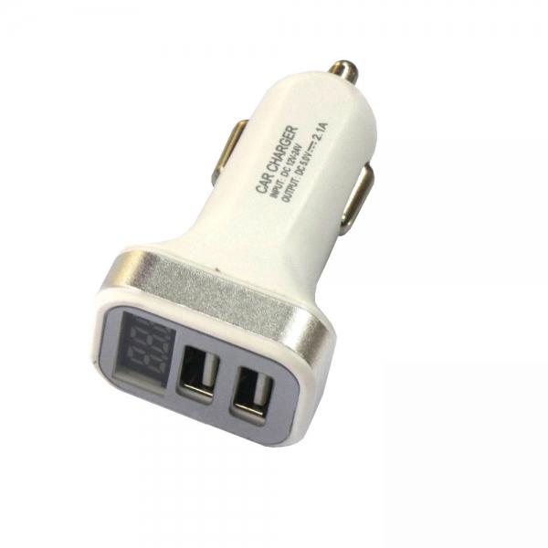 12-24V 3.1A Dual-USB LCD Display Cellphone Fast Charger Silver