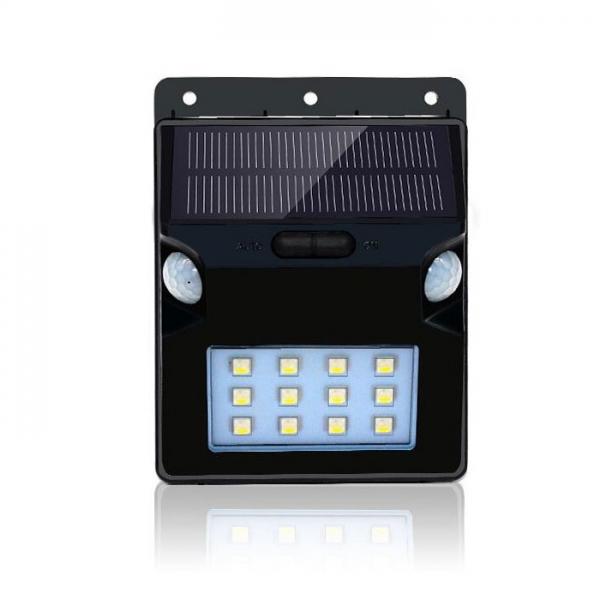 Dual Waterproof Motion Sensor Solar LED Lights with 12 RGBW LEDs for Garden Black