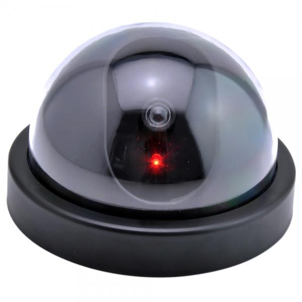 Dummy Fake Dome CCTV Security Camera with Red LED Light Size L