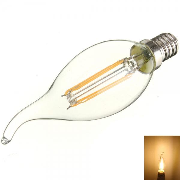 E14 4W 360LM 3000K Warm White Light COB LED Filament Candle Bulb (AC85-265V)