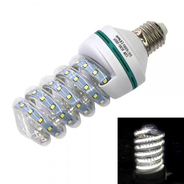 E27 12W 960LM 60x2835SMD 6000K White Light Spiral Section LED Lamp (AC 85-265V)