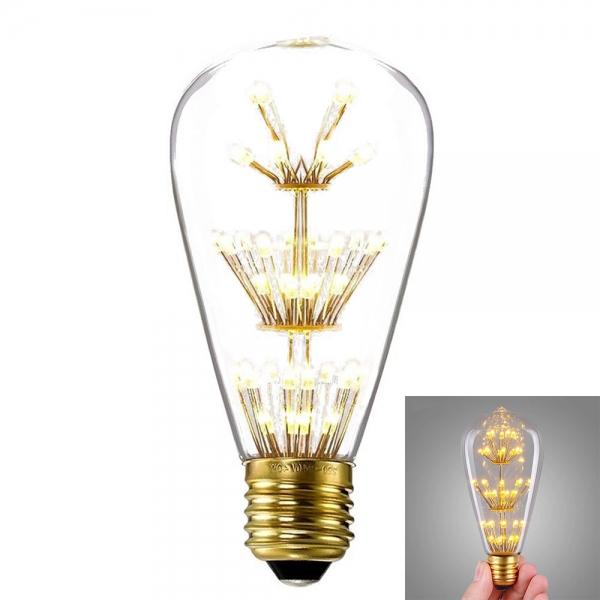 E27 3W 2200K Warm White Light Vintage Edison Design Festival Decoration LED Light Bulb Transparent