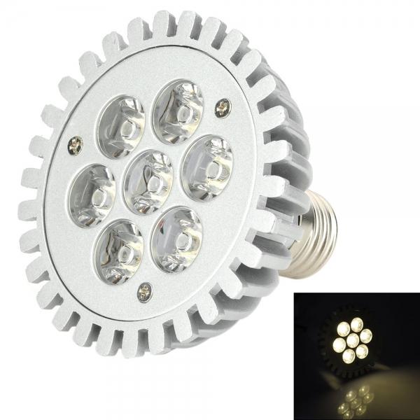 E27 7W 560LM 3500K 7 LED Warm White Light Spotlight Silver (90-265V)