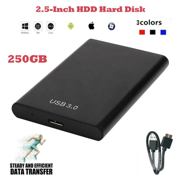 2PCS 250GB External Hard Disk HDD 2.5-Inch Portable USB3.0 External Mobile Hard Disk Storage For Desktop PC Laptop