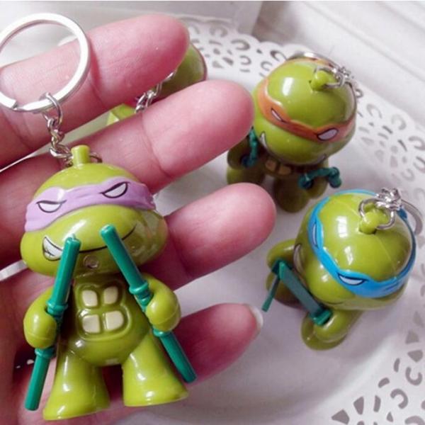 LED Lighting Sound Cartoon Turtle Key Chain Purple Donatello