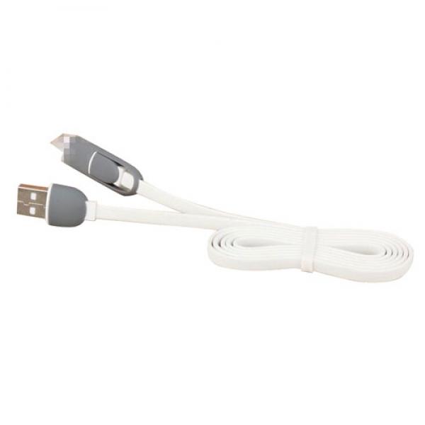 Earldom 2 in 1 Micro USB Cable & 8 Pin USB Data Sync Charger Cable White