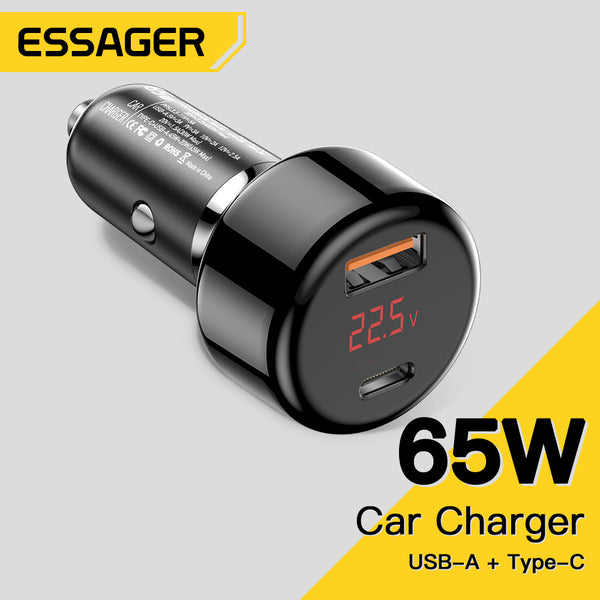 65W Car Charger USB C QC3.0 4.0 PD3.0 Phone Charger Car Charger Fast Charging For iPhone Samsung Xiaomi Fast Charger