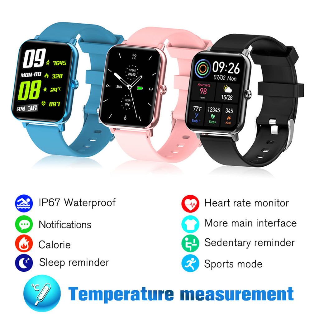 F15pro Smart Watch Heart Rate Body Temperature Blood Oxygen IP67 Waterproof Swim Watch  for Android IOS