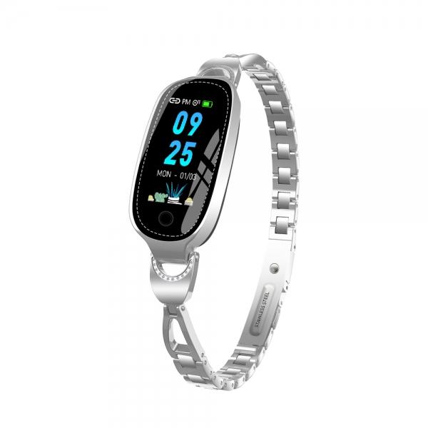 F18 Waterproof Heart Rate Blood Pressure Sleep Monitoring Female Menstrual Period Reminder Fitness Tracker Smart Bracelet for IOS 8.0 Android 4.4 & above - Silver