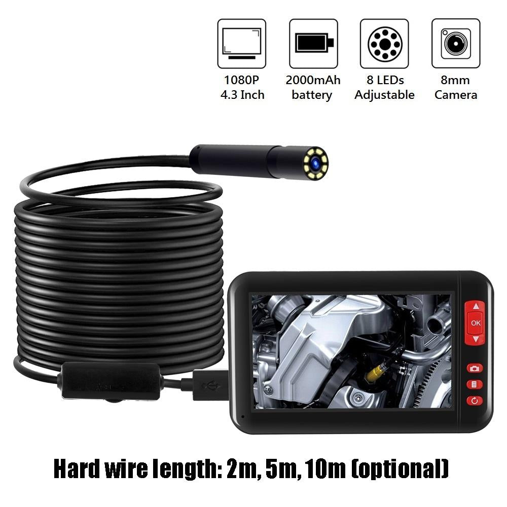 2M/5M/10M Industrial Endoscope Camera 4.3 Inch 1080P Screen Endoscope Industrial 8 LEDs Rechargeable lithium battery Endoscope