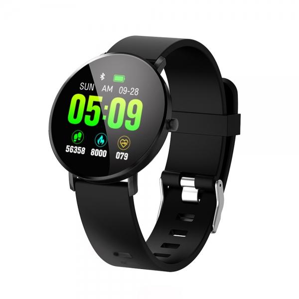 F25 Full Touch Screen Waterproof Heart Rate Blood Pressure Monitoring Health Reminder GPS Trajectory Fitness Tracker Smart Sports Bracelet Silicon Band for IOS 9.0 Android 4.4 & above - Black