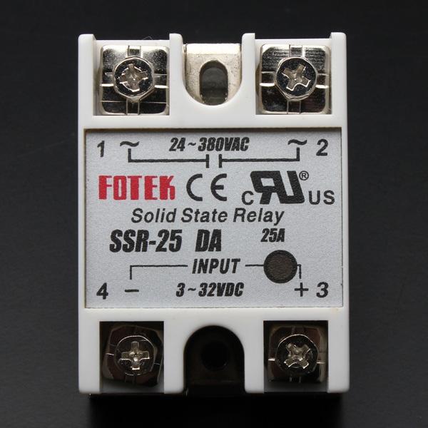 FOTEK SSR-25DA Solid State Relay 3-32V DC 25A/250V Output 24-380V AC