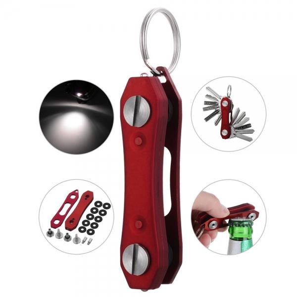 FURA Aluminum Alloy Key Holder Organizers with LED Light Red - stringsmall