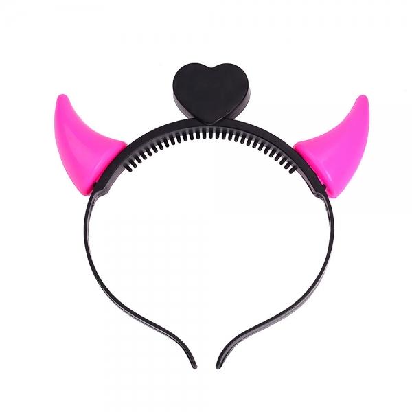 Fashion Ox Horn Style Christmas Festivals Flashing LED Light Pink S