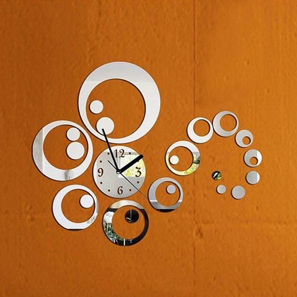 DIY Removable Clock Mirror Style Art Wall Stickers Home Decor - Silver