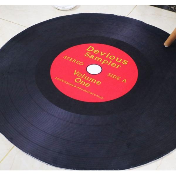 600*600mm Fashion Vinyl Record Pattern Mats Creative Round Mat