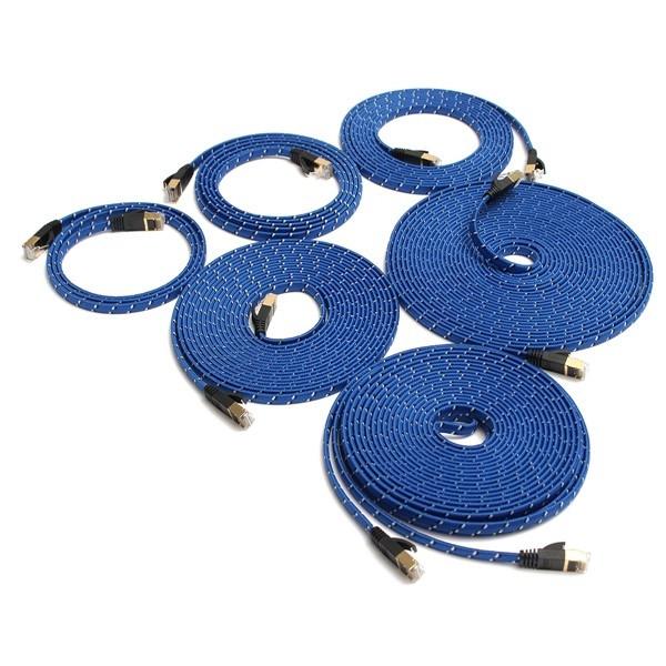 1m/1.8m/3m/5m/8m/10m Flat Knitted CAT-7 CAT7 RJ45 10Gbps Ethernet Cable LAN Network Cord Blue