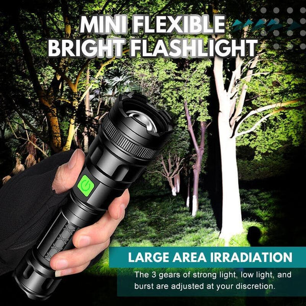 Flexible Strong Light Flashlight LED Long-Range Multi-function Retractable Outdoor USB Rechargeable Flashlight